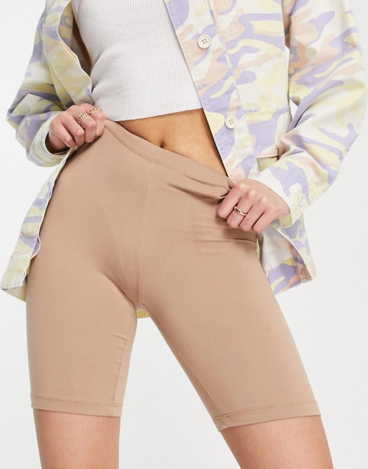 Brave Soul Sindy Legging Shorts In Beige-neutral