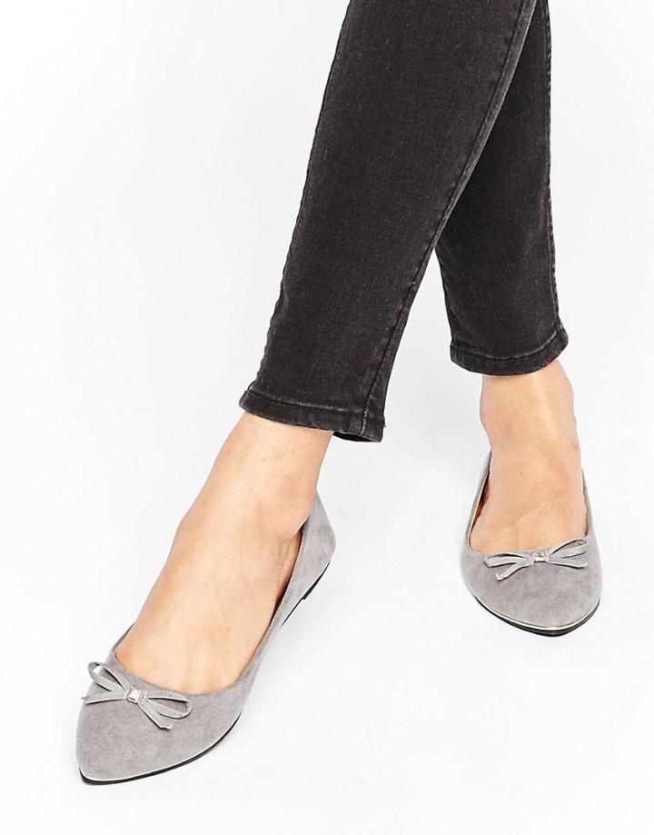 Raid Bow Gray Point Ballet Flats - Gray