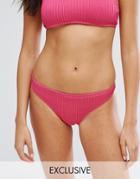 Missguided Textured Bikini Bottom - Pink