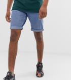 Asos Design Tall Denim Shorts In Slim Mid Wash Blue