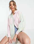 New Look Long Sleeve Shirt In Pink Color Block