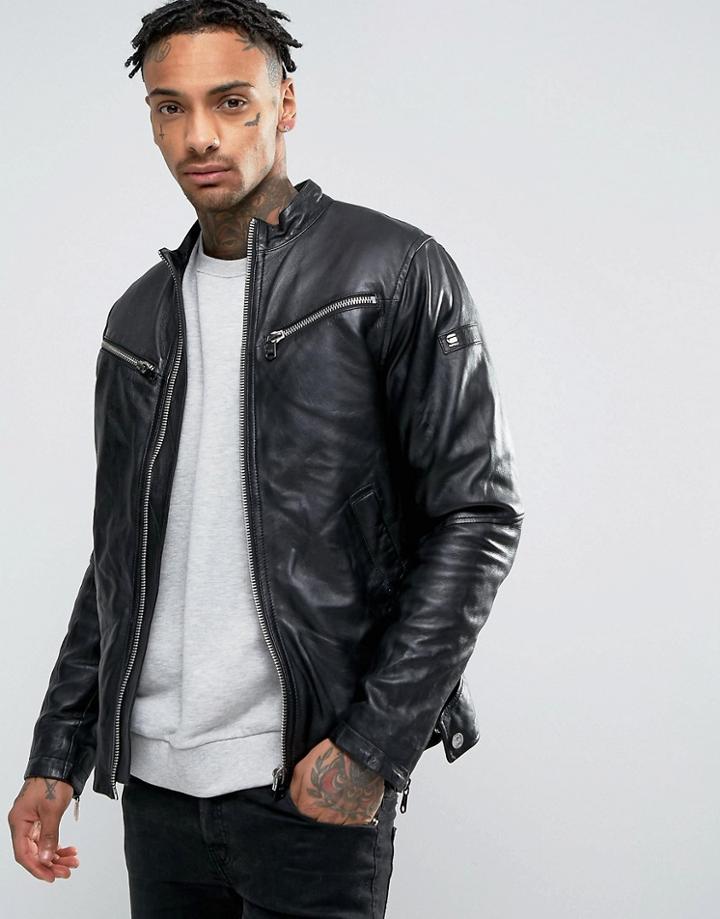 G-star Mower Leather Jacket - Black