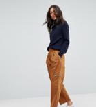 Asos Tall Daphne Casual Cropped Pants With Zip Detail In Tan - Clear