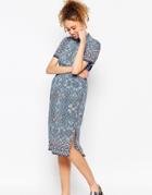 Asos Africa X Chichia Midi Shirt Dress In Fan Print - Multi