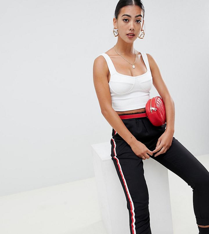 Asos Design Petite Crinkled Seam Detail Crop Top - White