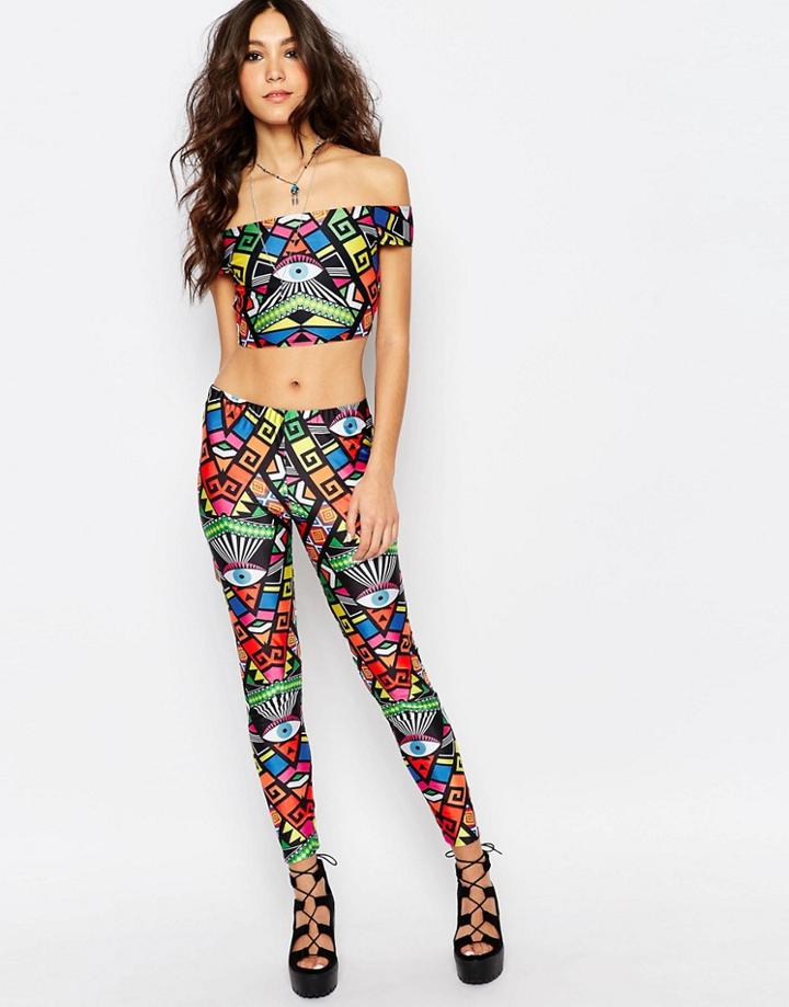Jaded London Festival Leggings In Eye Print Co-ord - Multi