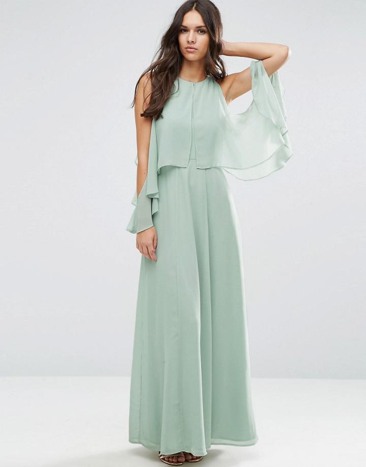 Asos Extreme Cold Shoulder Maxi Dress - Green