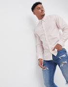 Pull & Bear Regular Fit Poplin Shirt In Pink - Blue