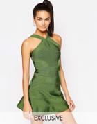 Wow Couture Bandage Skater Dress - Khaki