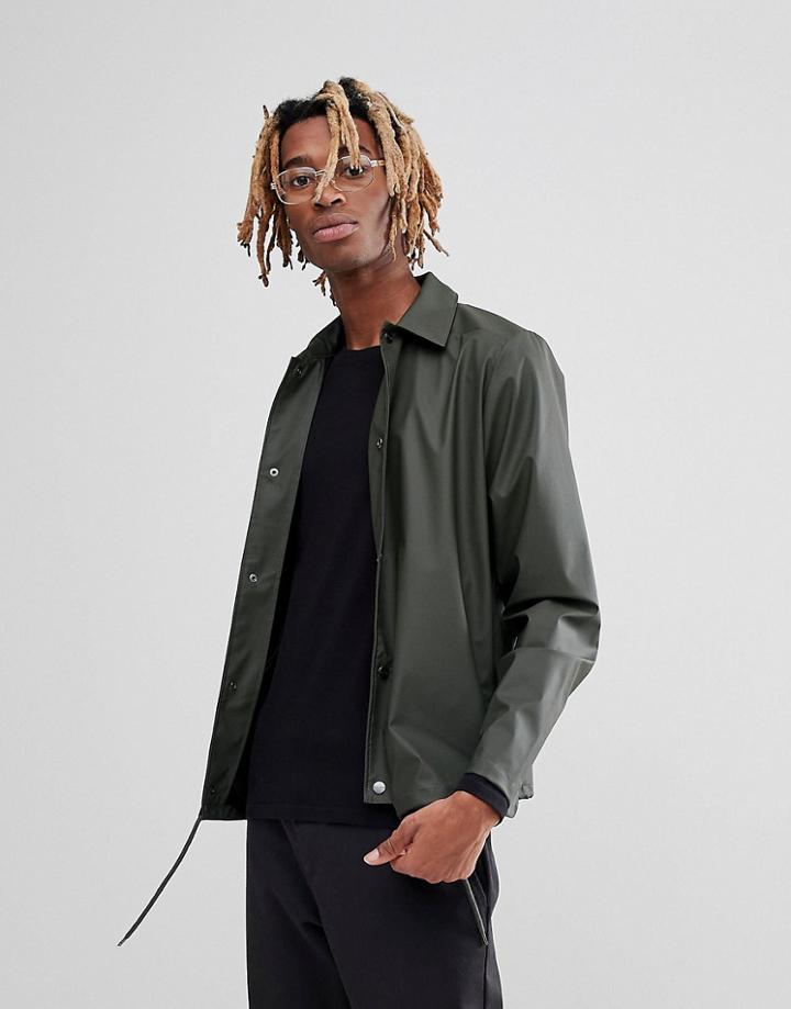 Rains 1245 Coach Jacket In Dark Green - Green
