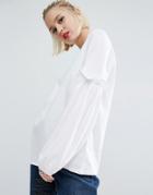 Asos Top With Shirred Balloon Sleeve - White