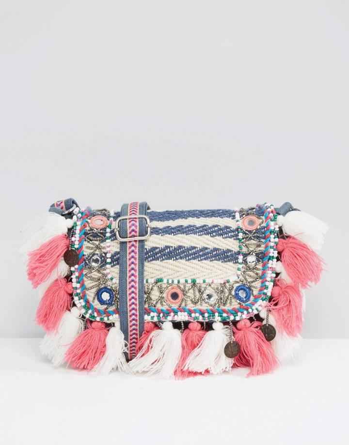 America & Beyond Mini-tassels Cross Body Bag - Multi