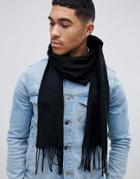 Asos Woven Scarf In Black Recycled Polyester - Black