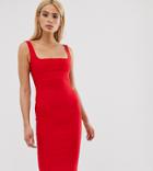Vesper Tall Square Neck Pencil Dress In Red