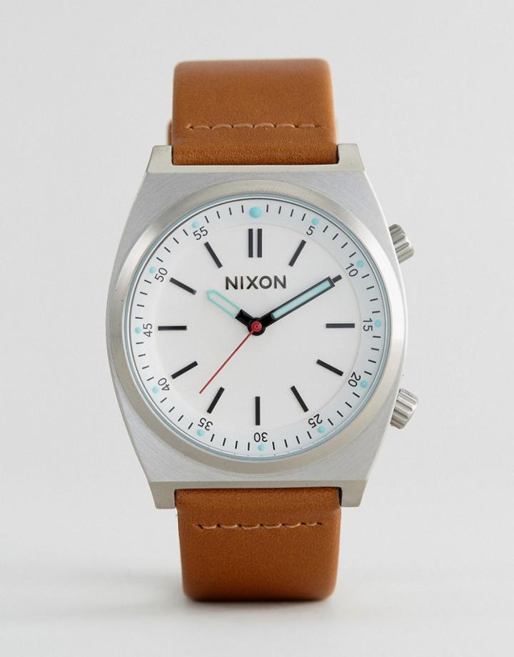Nixon Brigade Leather Watch In Tan - Tan