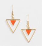Glamorous Exclusive Triangle Earrings With Enamel Drop In Gold