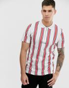 River Island Polo Shirt With Red & White Stripes