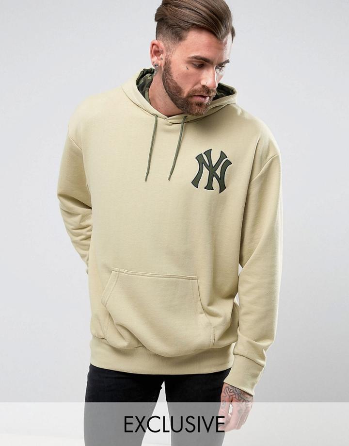 Majestic Oversized Yankees Hoodie Exclusive To Asos - Stone
