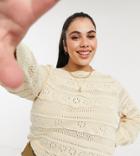 Vero Moda Curve Sweater With Patterned Knit In Cream-white