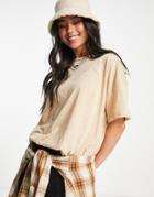 Noisy May Oversized T-shirt In Beige-white