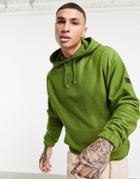 Asos Design Oversized Hoodie In Fleece With Badge-green