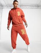 Asos Design Oversized Sweatpants In Washed Brown With Classical Roman Print - Part Of A Set
