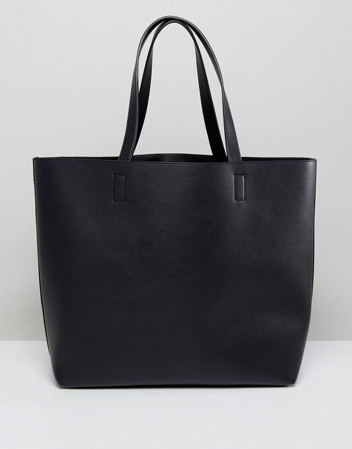 Qupid Minimal Tote Bag - Black