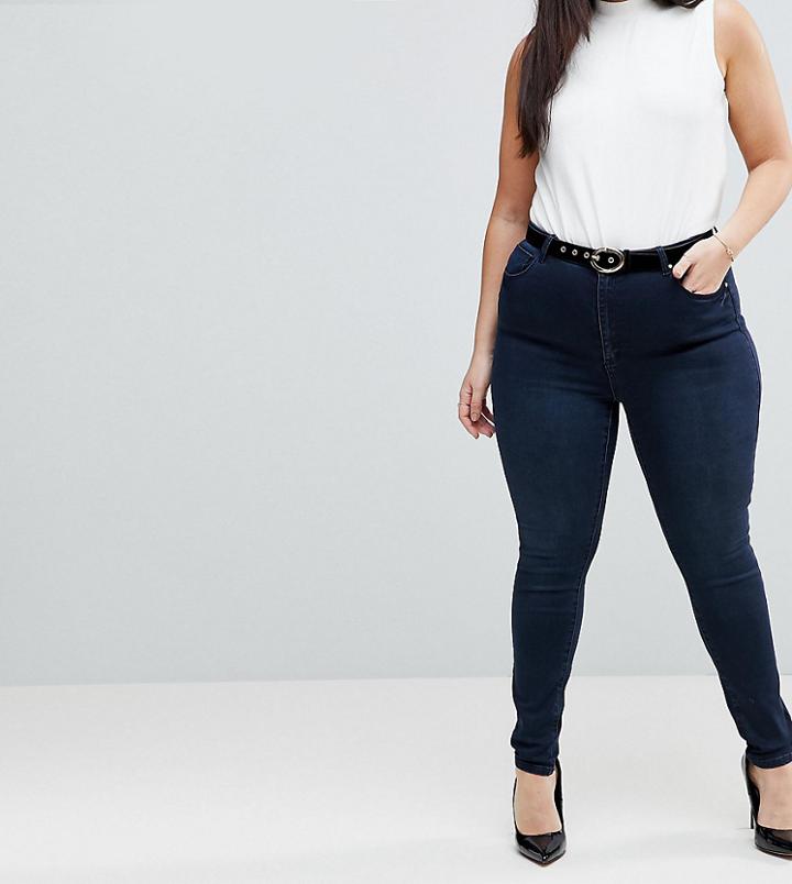 Asos Curve 'sculpt Me' High Waist Premium Jeans In Vivienne Dark Wash - Blue