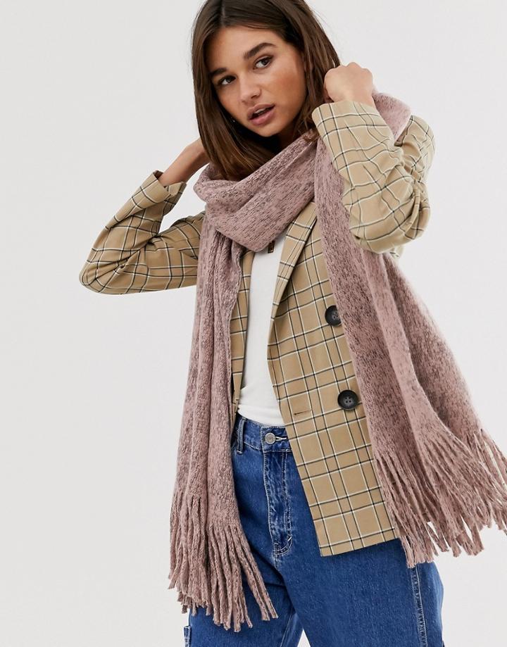 Asos Design Long Tassel Scarf In Supersoft Knit-pink