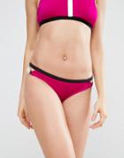 Asos Gold Bar Trim Embellished Bikini Bottom - Pink