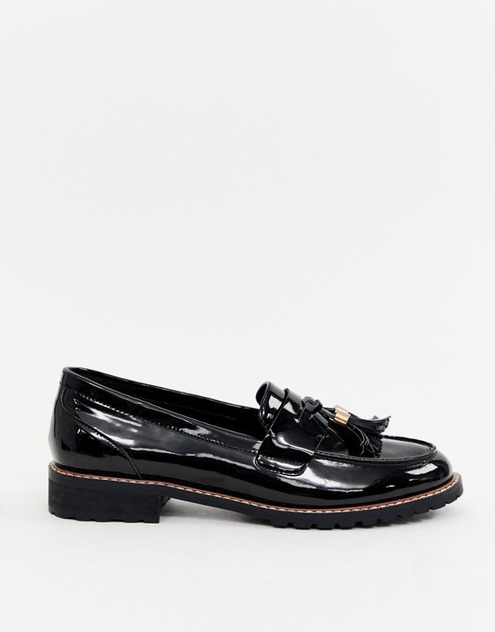 Raid Maya Black Patent Chunky Flat Loafers - Black