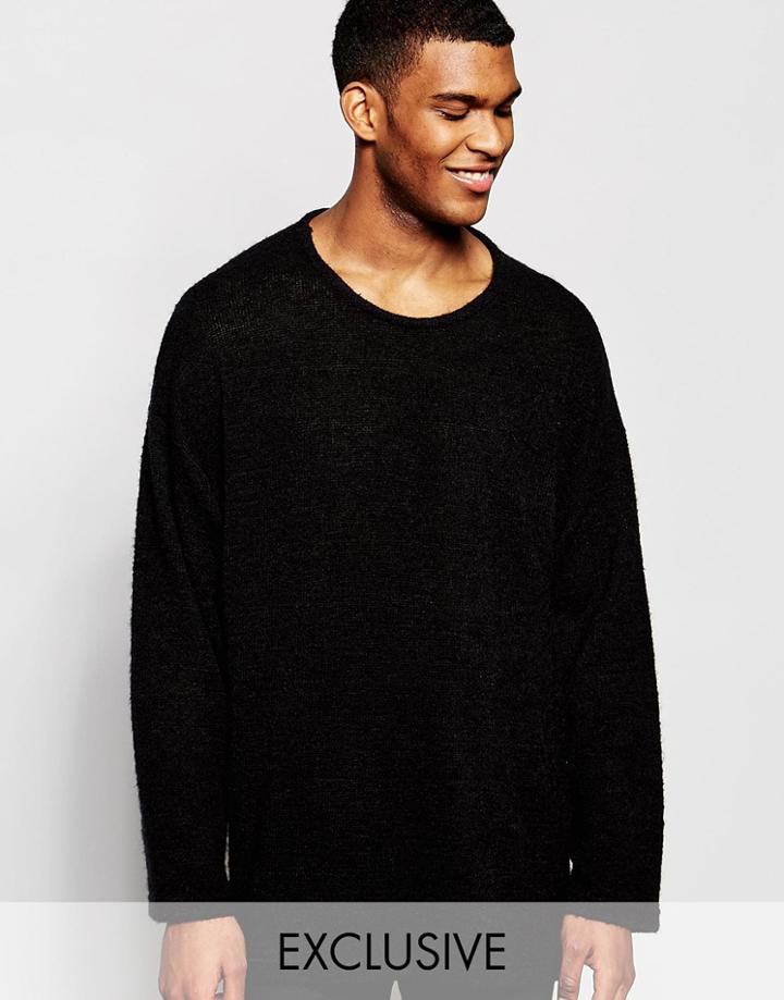 Reclaimed Vintage Long Sleeve Lightweight Sweater - Navy