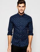 Asos Skinny Shirt With Anchor Print In Long Sleeve
