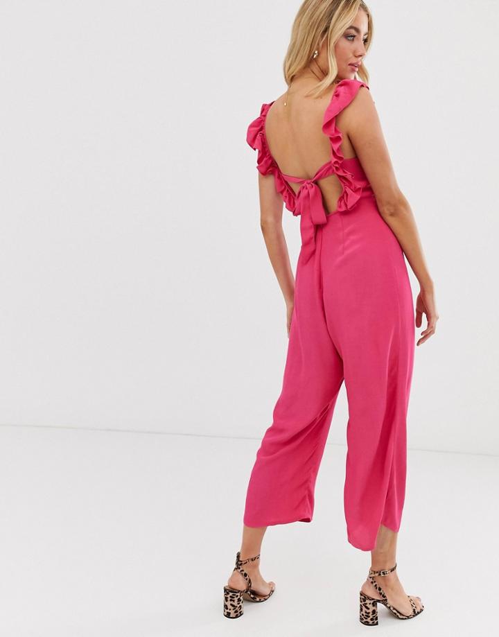 Asos Design Frill Strappy Cullote Jumpsuit - Multi