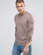 Asos Crew Neck Sweater In Brown Twist - Brown