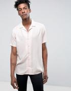 Asos Regular Fit Viscose Shirt With Revere Collar In Pink - Pink