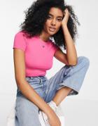 Asos Design Fitted Crop T-shirt In Pink