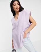 Monki Elise Knit Sweater Vest In Lilac-purple