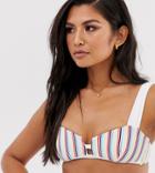 Sole East By Onia Exclusive Kirsten Bralette Bikini Top In White Stripe-multi