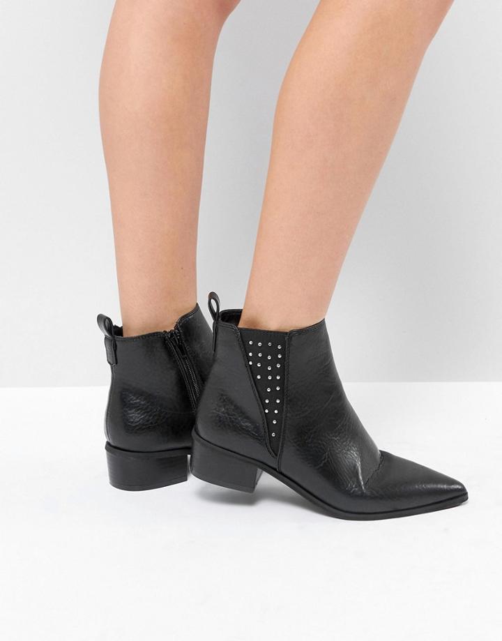 London Rebel Studded Gusset Chelsea Boot - Black