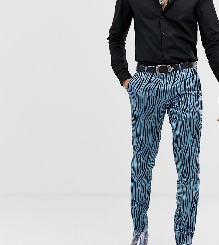 Heart & Dagger Smart Pants In Blue Animal Print - Blue
