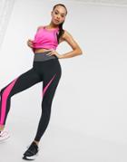 Asos 4505 Neon Colourblock Legging With Bum Sculpt Seam Detail-multi