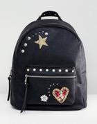 Asos Embellished Badge Backpack - Black