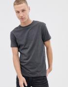 Tommy Hilfiger Crew Neck T-shirt With Contrast Sleeve Taping In Dark Gray - Gray