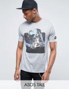 Asos Tall Star Wars T-shirt With Vintage Art And Sleeve Print - Gray