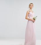 Tfnc Tall Wrap Front Maxi Bridesmaid Dress With Embellishment - Pink