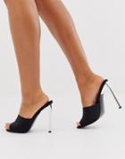 Asos Design Network Mule Heeled Sandals In Black - Black