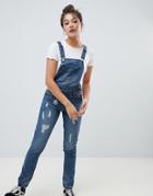 Jdy Mace Ripped Denim Overall's - Blue