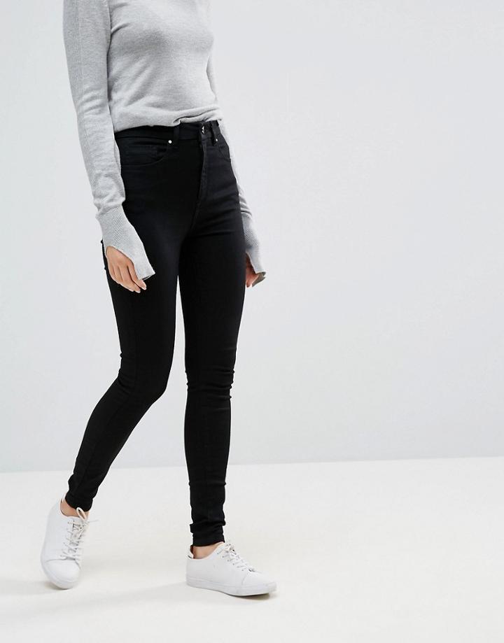 Asos 'sculpt Me' High Waisted Premium Jeans In Clean Black - Black