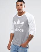 Adidas Originals Trefoil Raglan Long Sleeve T-shirt Ay7803 - Gray